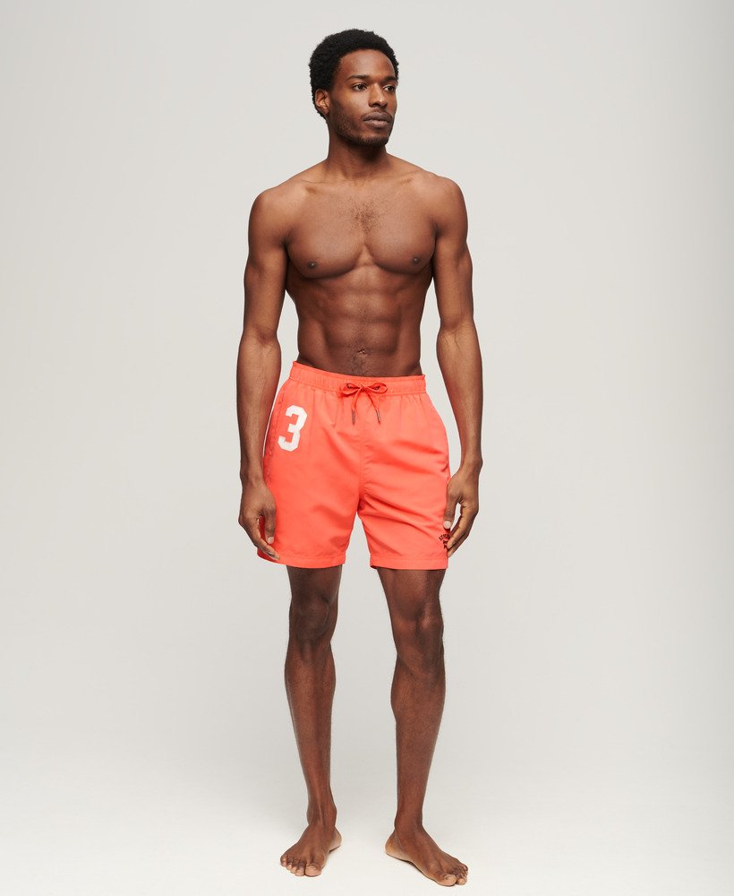 gerecyclede polo zwemshorts van 43 cm in hot coral