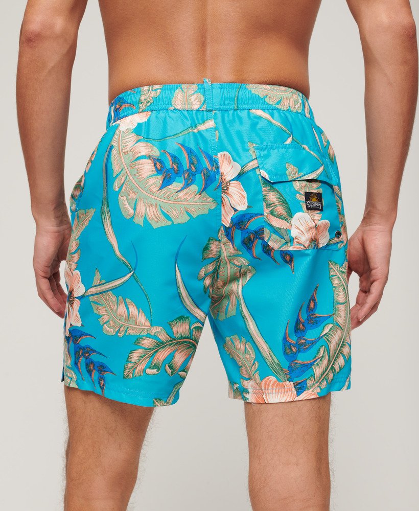 gerecyclede zwembroek met hawaïaanse print 17 inch in eden hawaiian aqua
