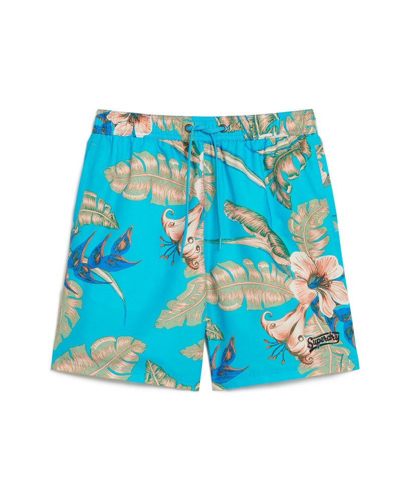 gerecyclede zwembroek met hawaïaanse print 17 inch in eden hawaiian aqua