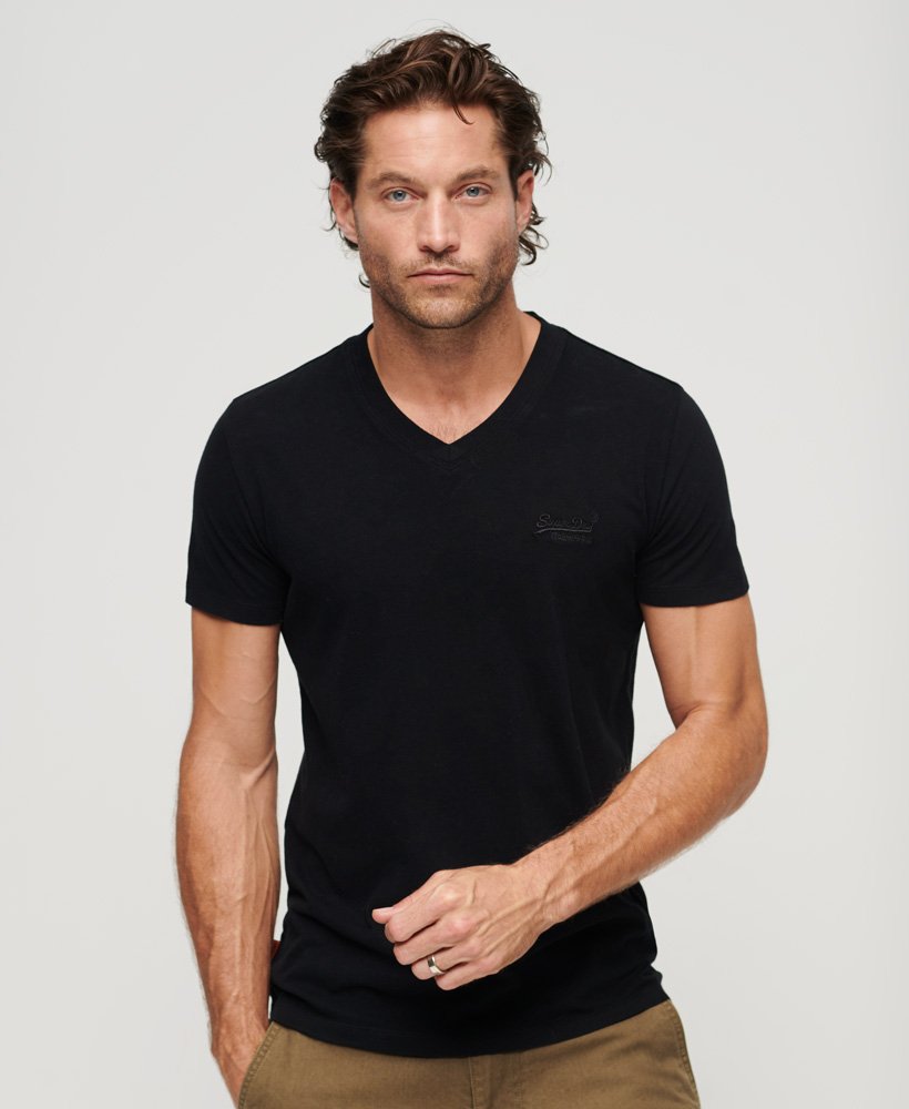 biologisch katoenen essential logo v-hals t-shirt in zwart