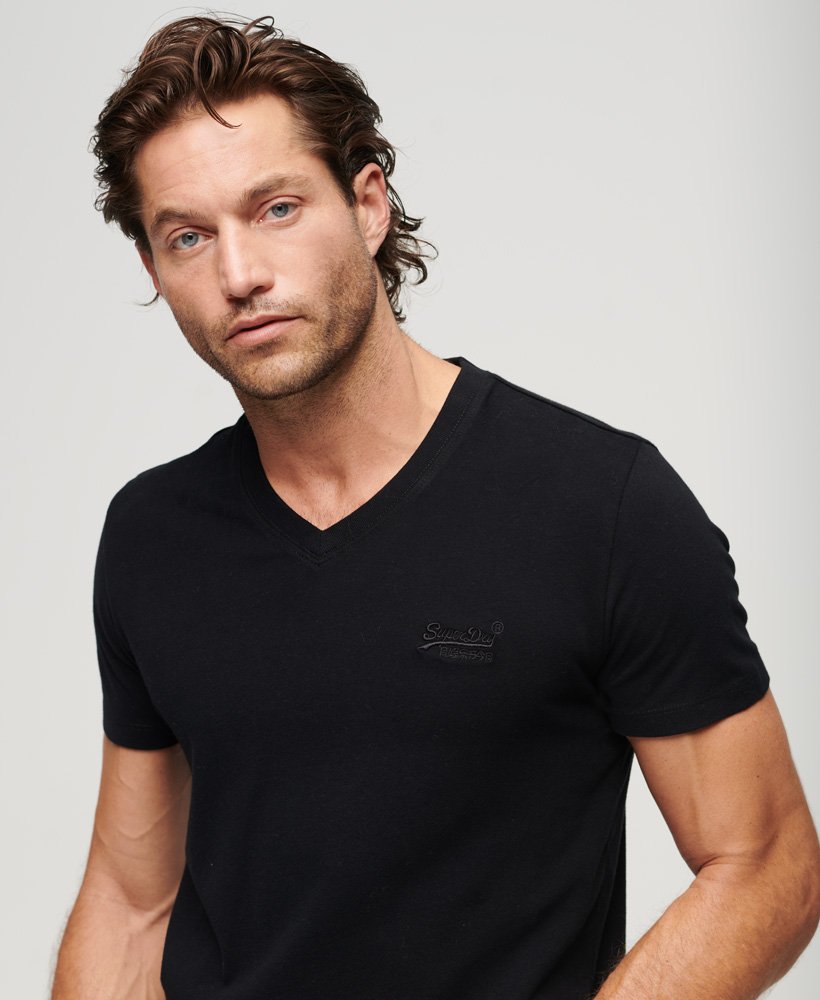 biologisch katoenen essential logo v-hals t-shirt in zwart