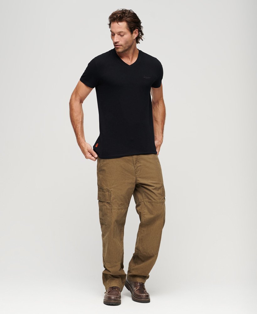 biologisch katoenen essential logo v-hals t-shirt in zwart