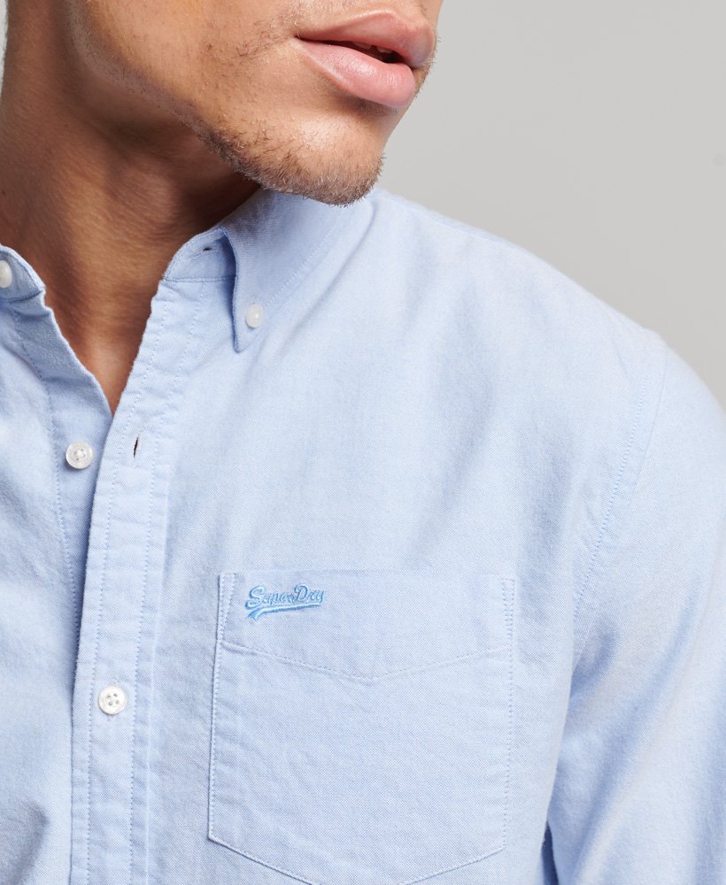 vintage oxford overhemd van biologisch katoen in klassiek blauw.