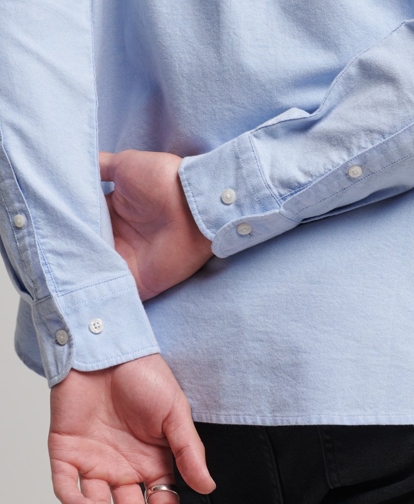 vintage oxford overhemd van biologisch katoen in klassiek blauw.