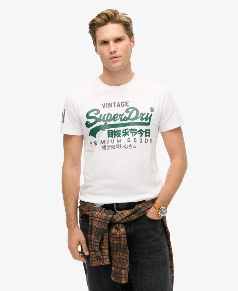 vintage t-shirt met logo van biologisch katoen in optic