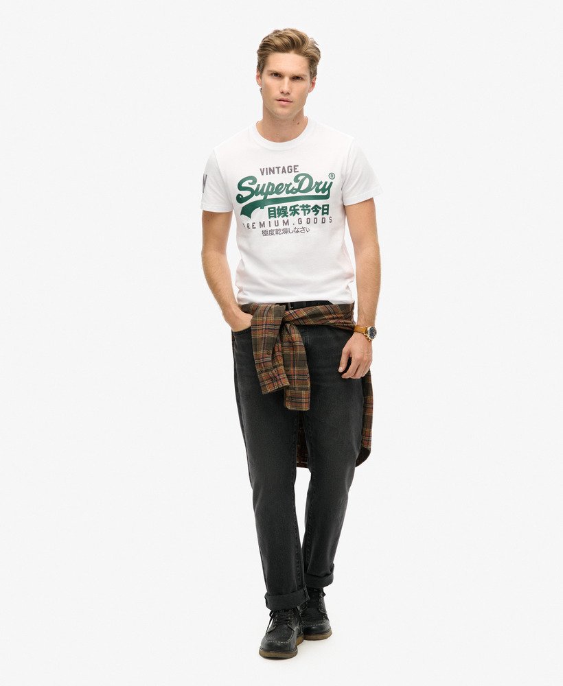 vintage t-shirt met logo van biologisch katoen in optic