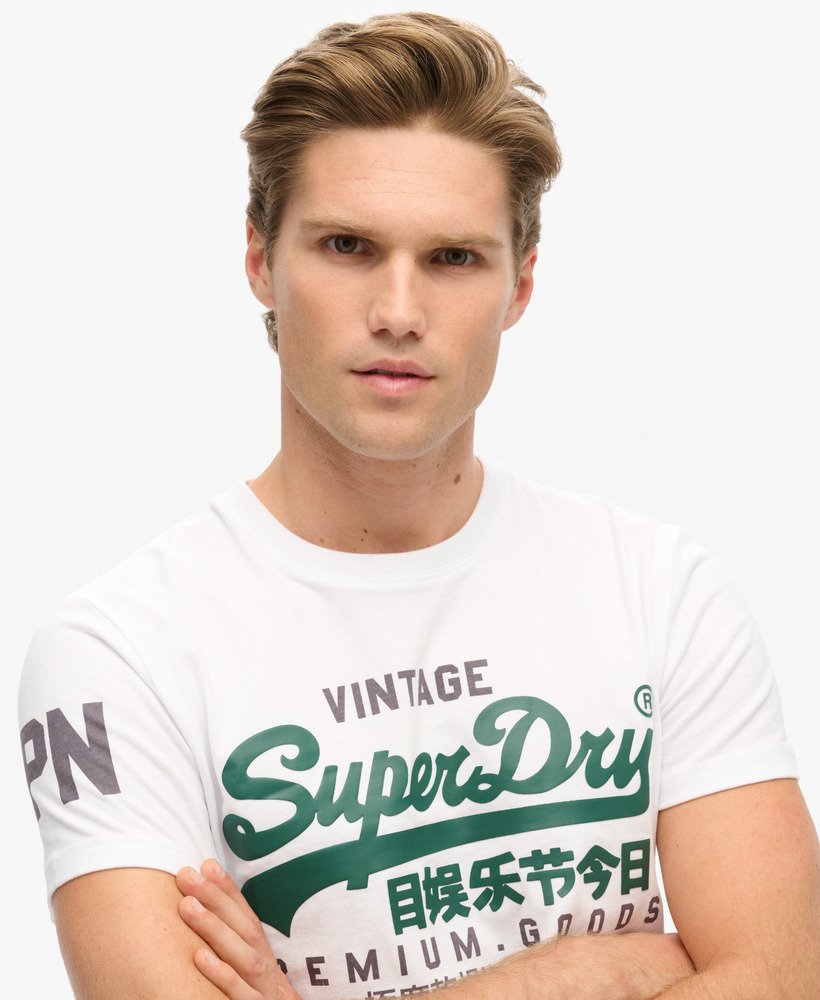 vintage t-shirt met logo van biologisch katoen in optic