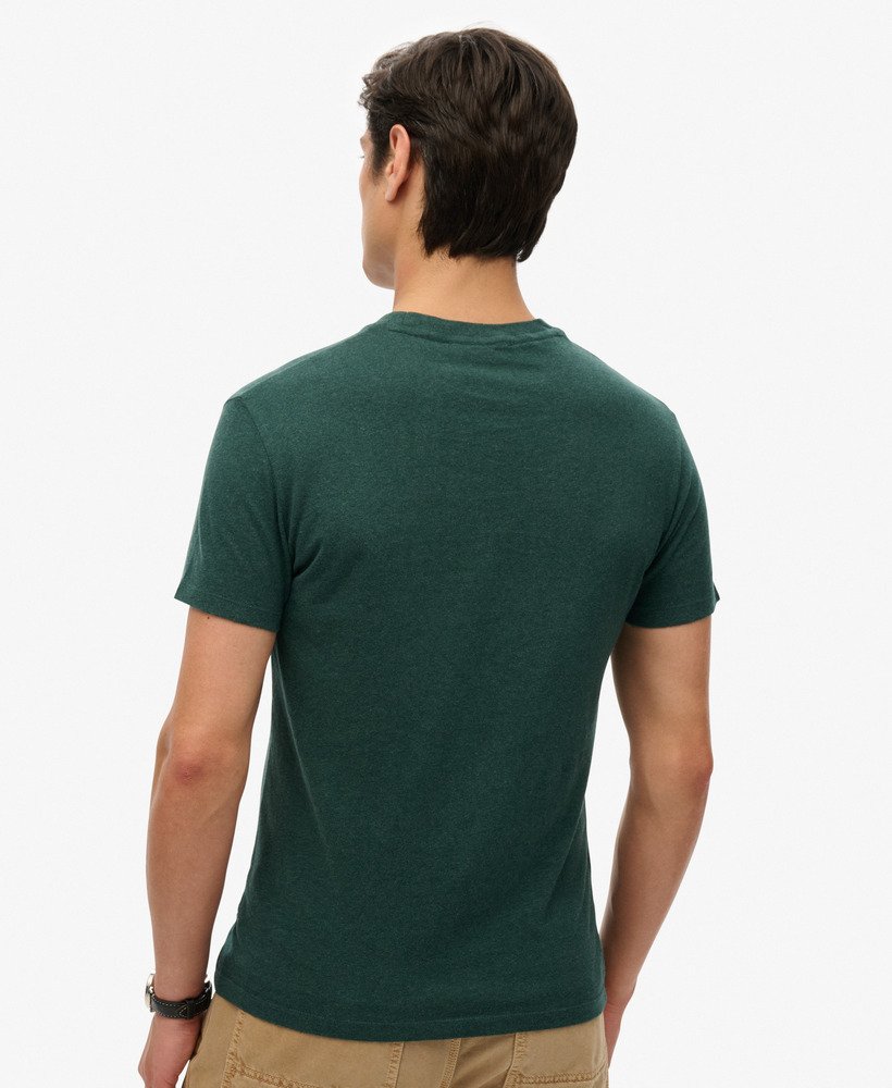 essential t-shirt met klein logo van biologisch katoen in buck green marl.
