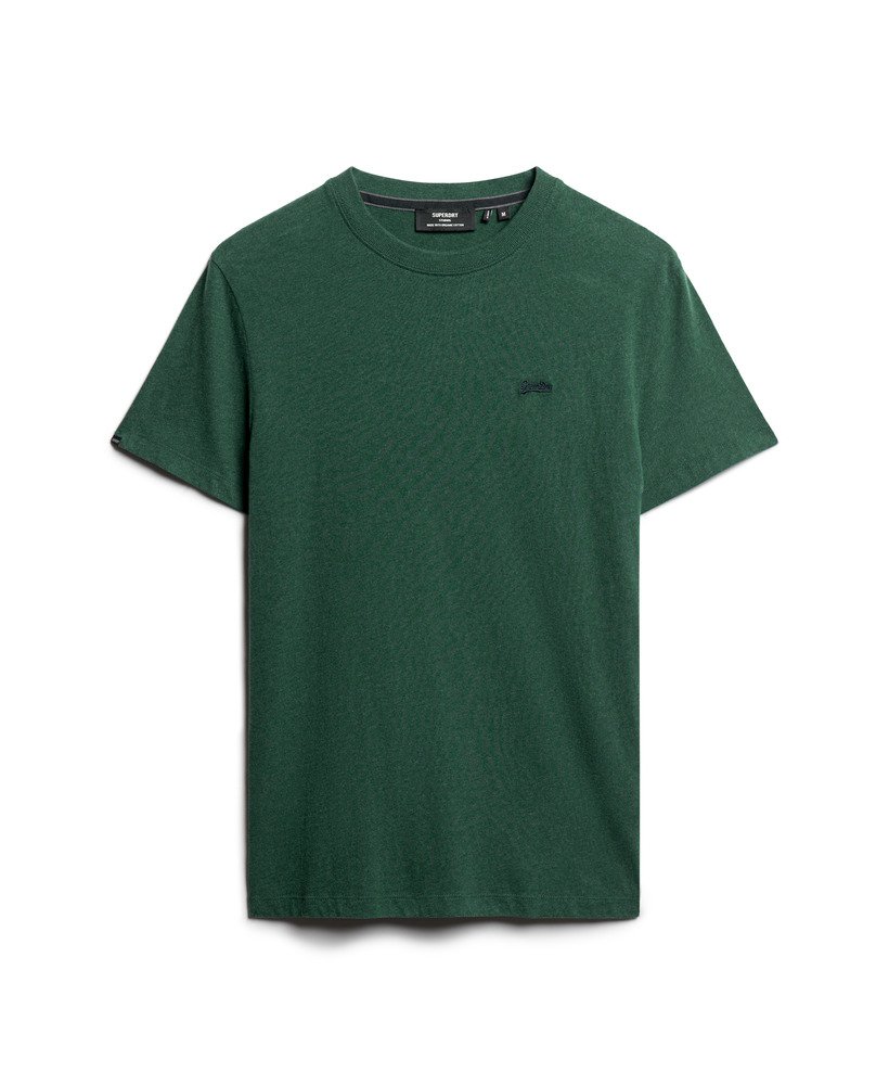 essential t-shirt met klein logo van biologisch katoen in buck green marl.