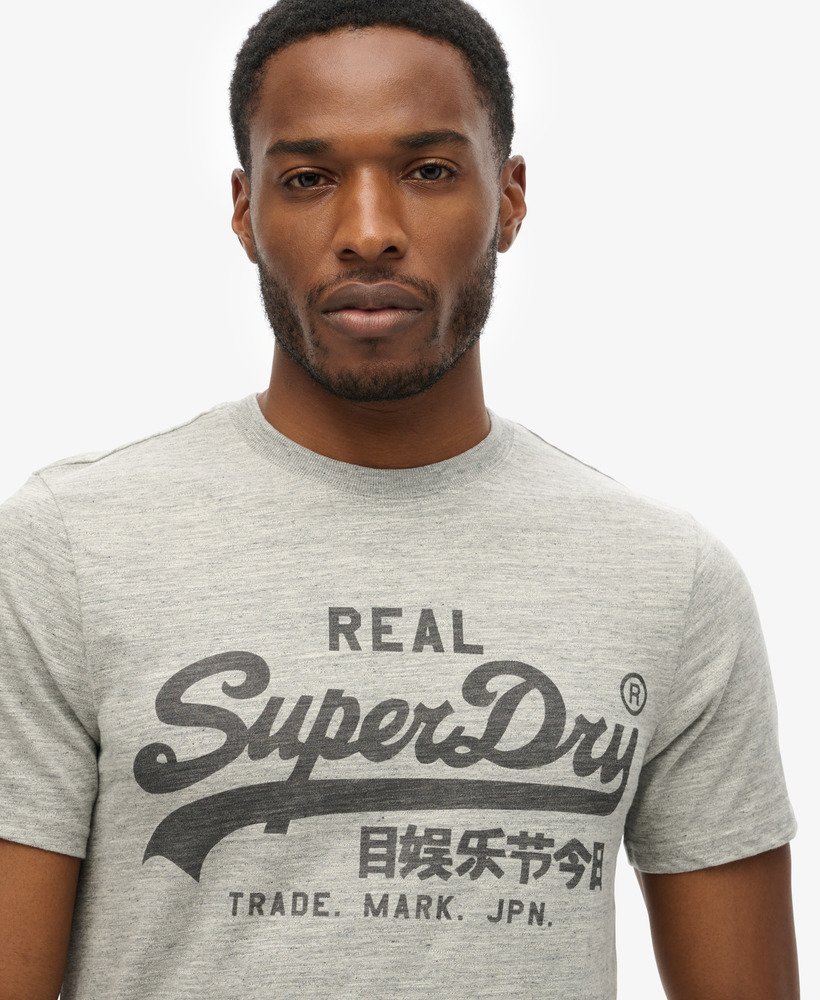 vintage logo t-shirt in sportief grijs gemêleerd