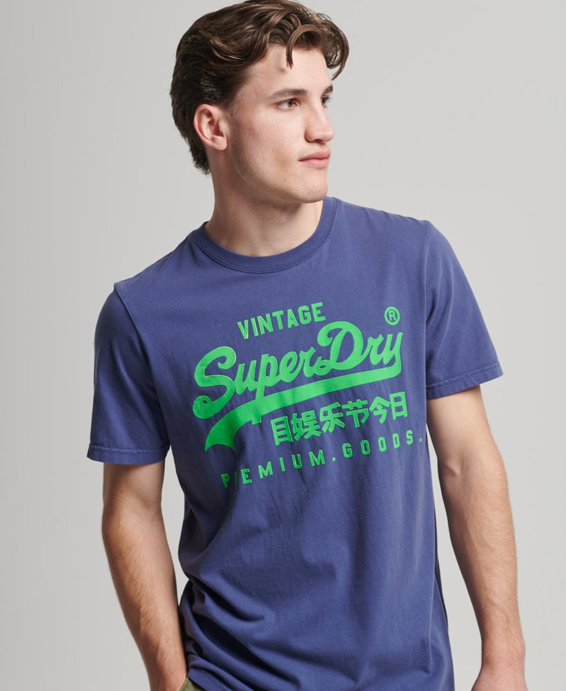vintage logo neon t-shirt in frontier blue