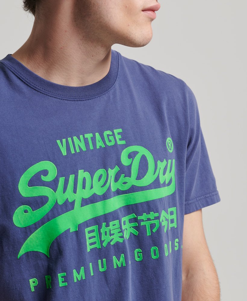 vintage logo neon t-shirt in frontier blue