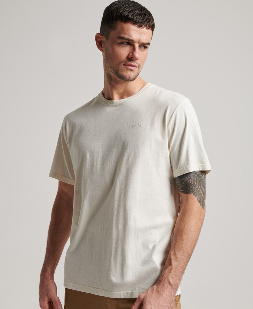 vintage gewassen t-shirt in gebroken wit