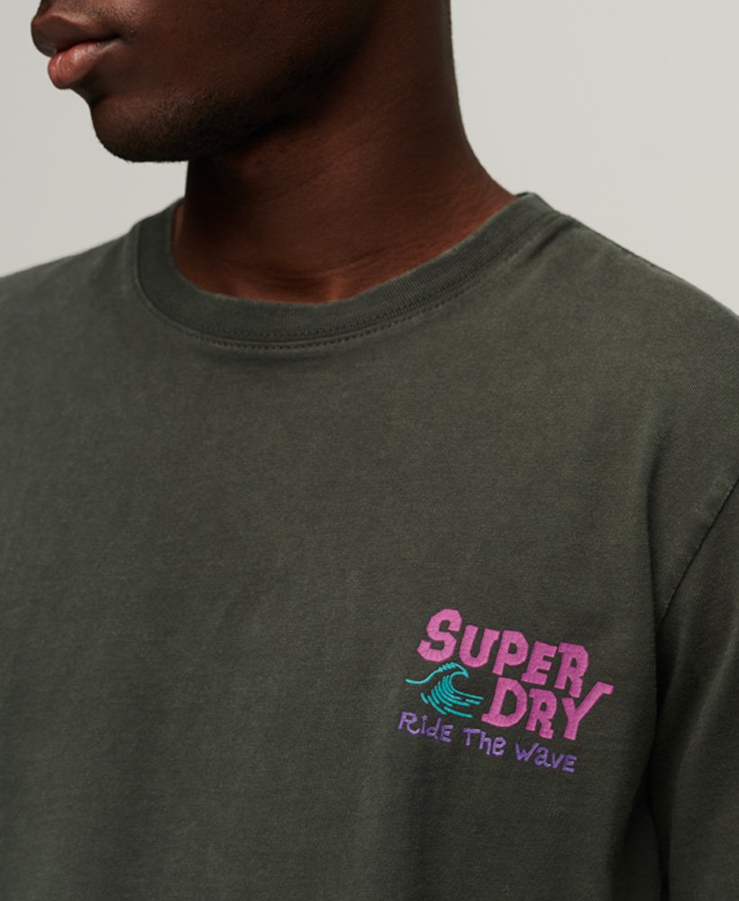 vintage tribal surf t-shirt in vintage zwart