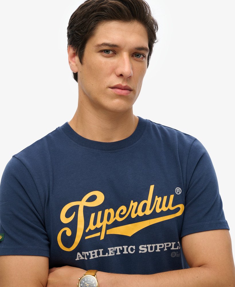 vintage t-shirt met opdruk in nautisch marineblauw.