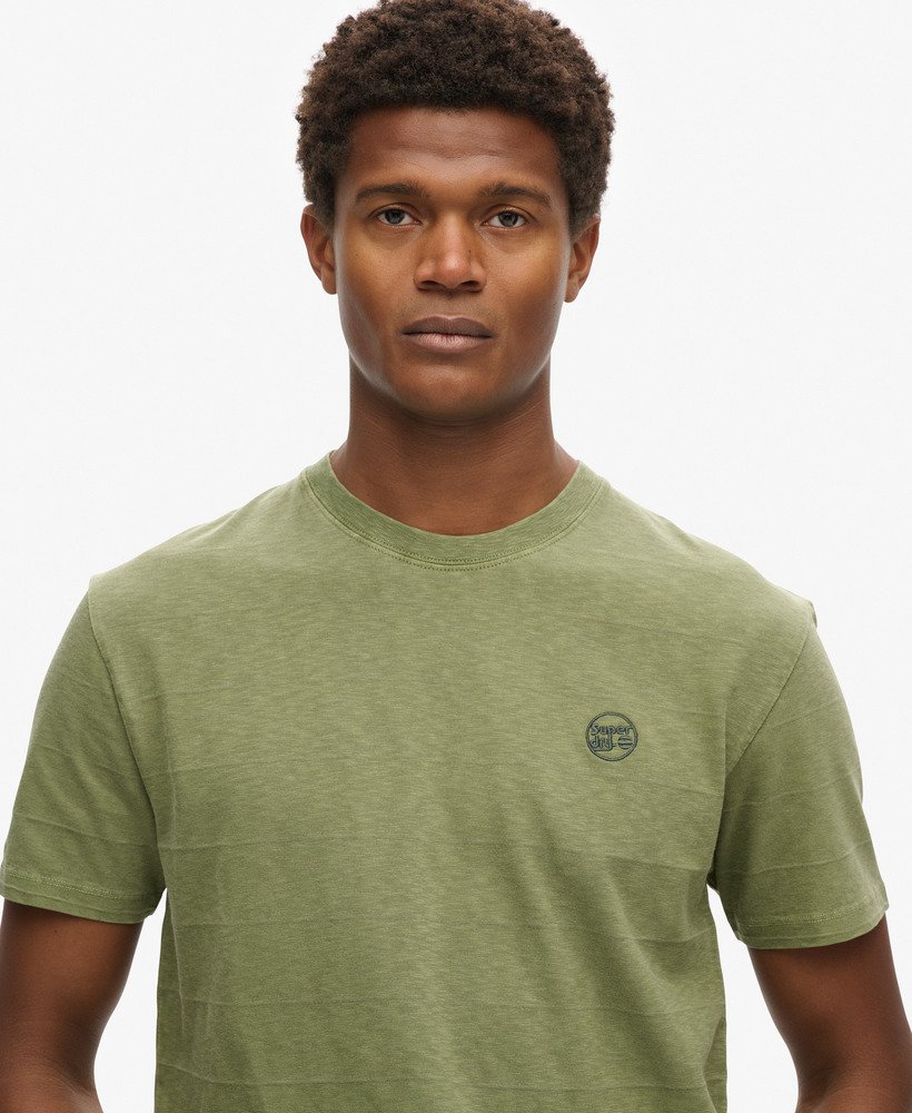 t-shirt van biologisch katoen met vintage textuur in olijfgroen kaki