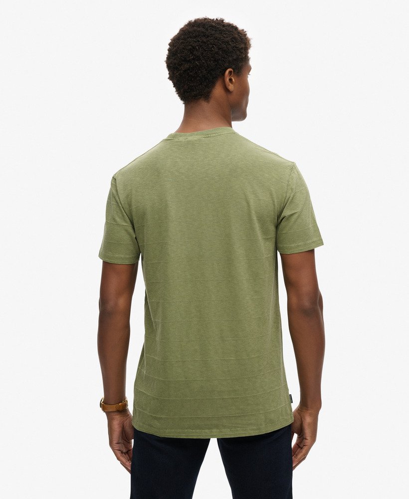 t-shirt van biologisch katoen met vintage textuur in olijfgroen kaki