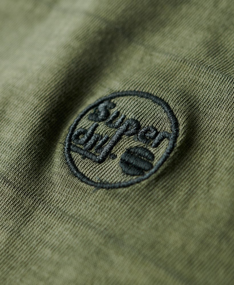 t-shirt van biologisch katoen met vintage textuur in olijfgroen kaki