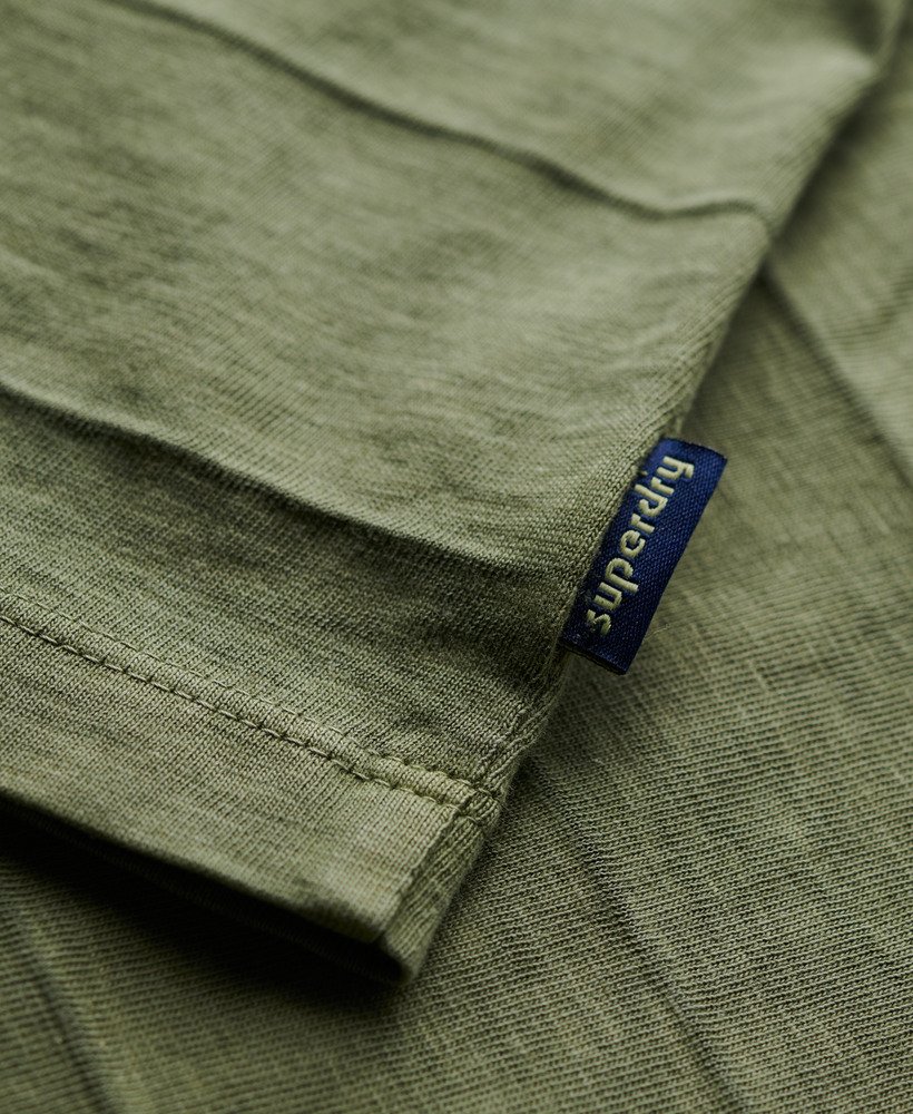 t-shirt van biologisch katoen met vintage textuur in olijfgroen kaki