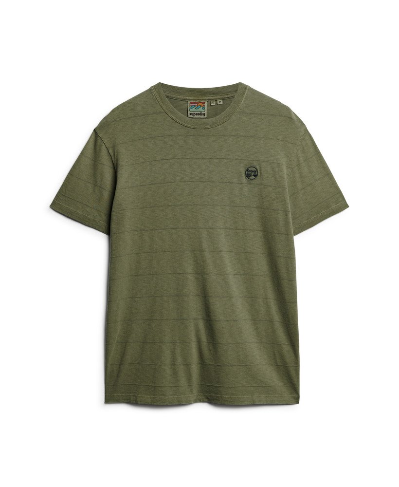 t-shirt van biologisch katoen met vintage textuur in olijfgroen kaki