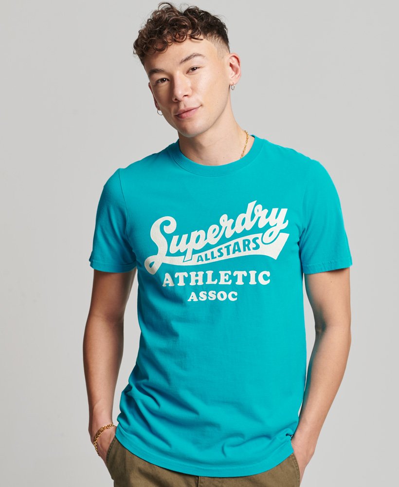 vintage home run t-shirt in emaille blauw