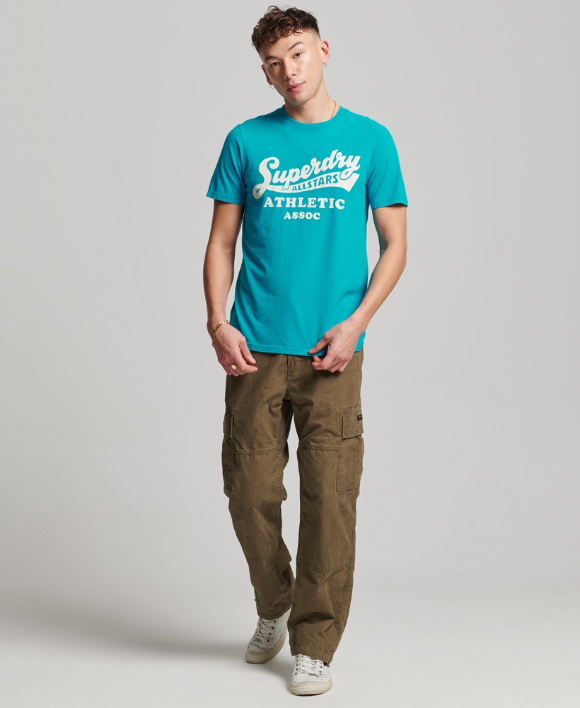 vintage home run t-shirt in emaille blauw