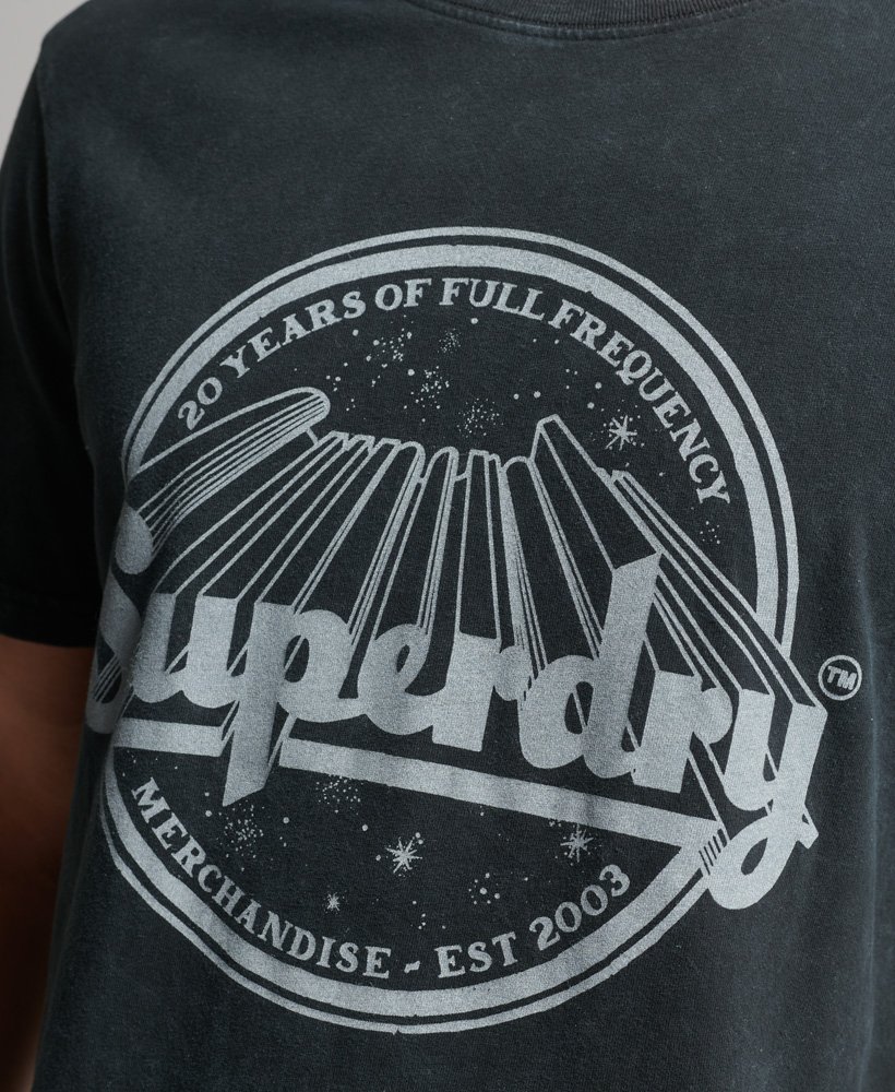 vintage merch store t-shirt met middelhoge rug in zwart