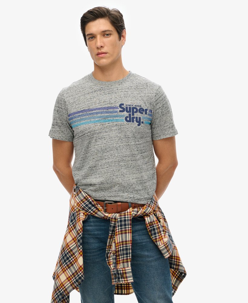 terrain gestreept logo t-shirt in flint grey grit