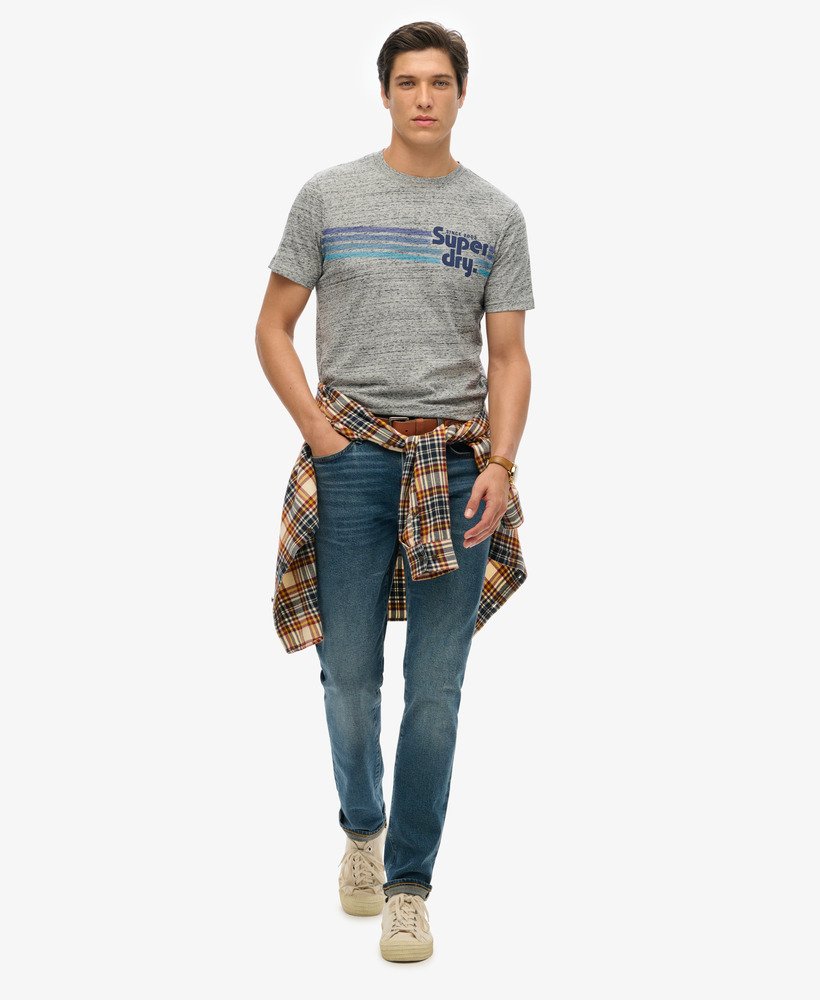 terrain gestreept logo t-shirt in flint grey grit
