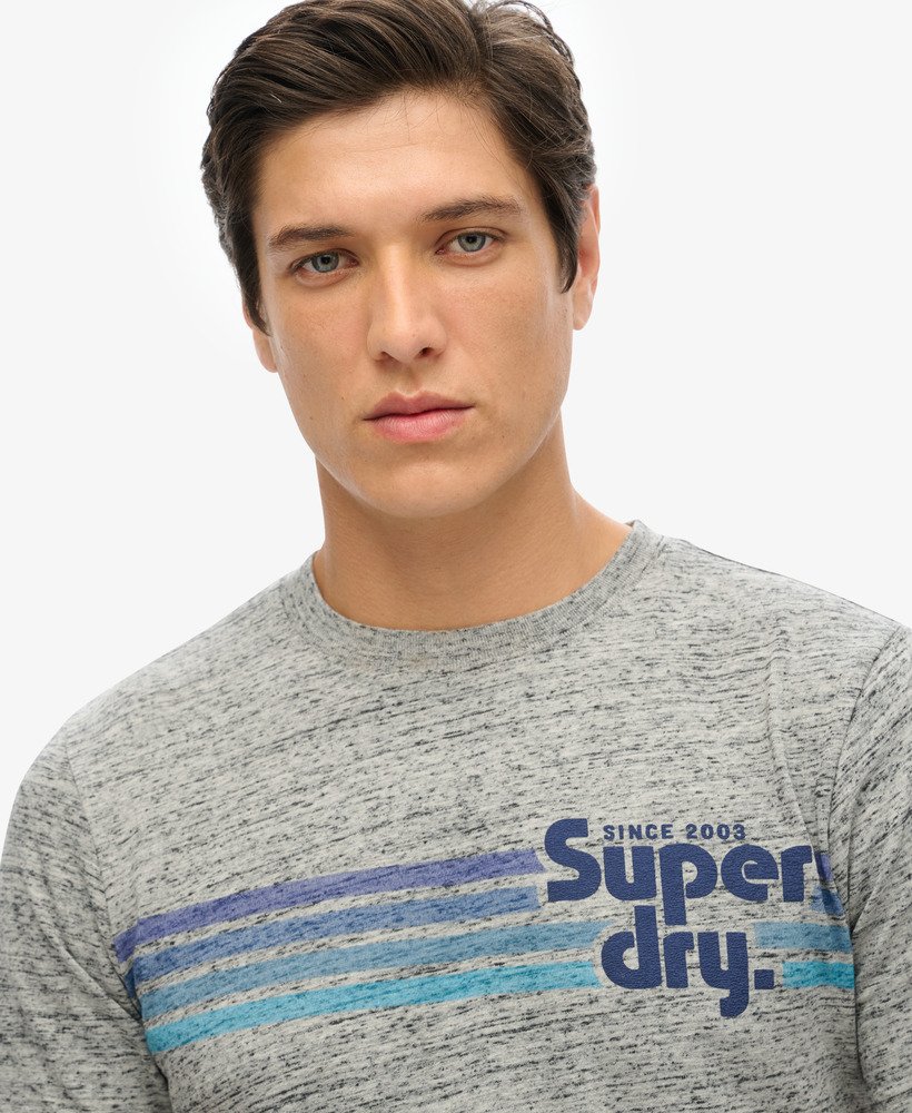 terrain gestreept logo t-shirt in flint grey grit