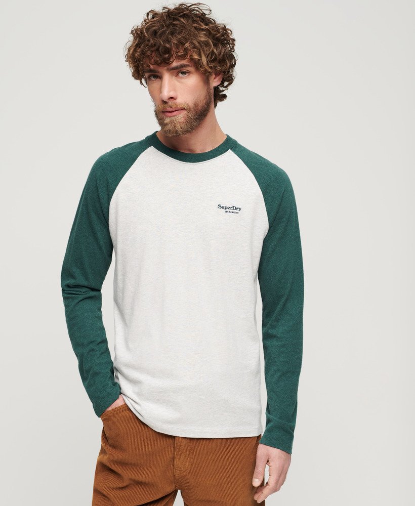 essentiële baseball top met lange mouwen in glacier grey marlbuck green marl