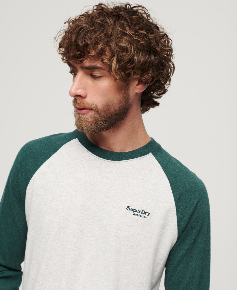 essentiële baseball top met lange mouwen in glacier grey marlbuck green marl
