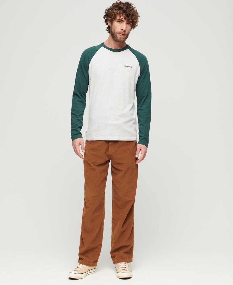 essentiële baseball top met lange mouwen in glacier grey marlbuck green marl