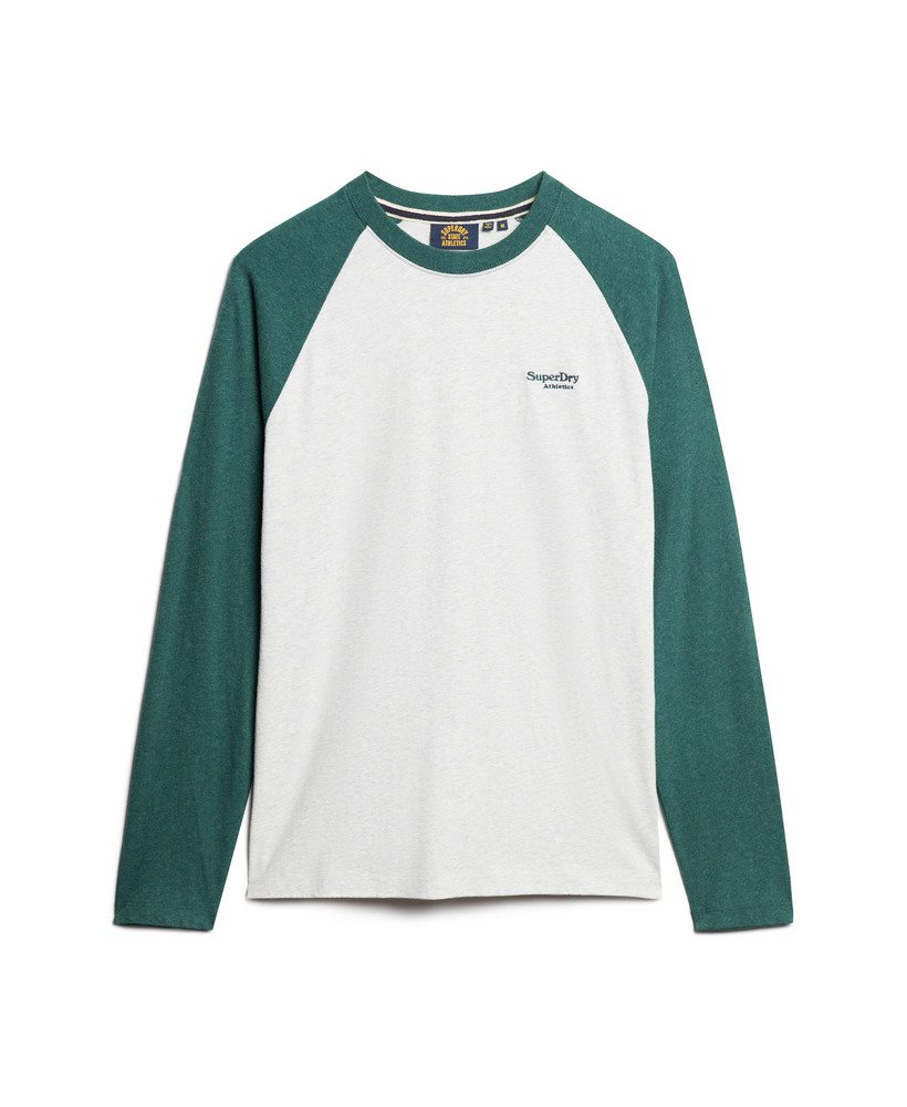 essentiële baseball top met lange mouwen in glacier grey marlbuck green marl