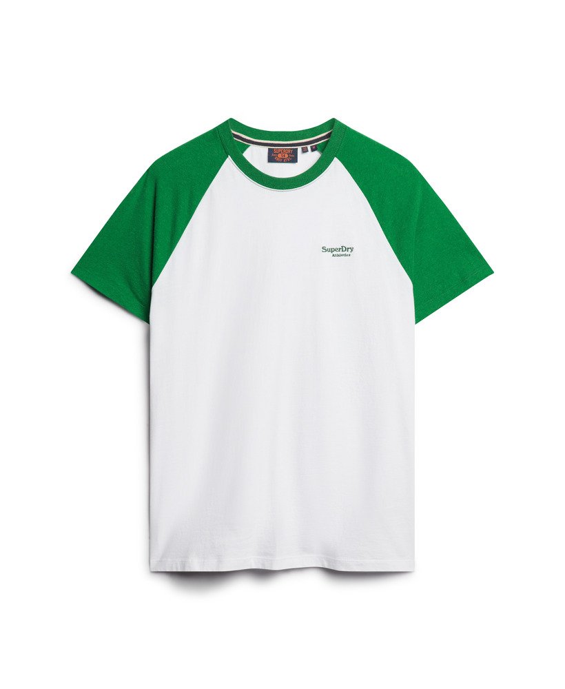 baseball t-shirt met essential logo van biologisch katoen in optischveldgroen gemêleerd.