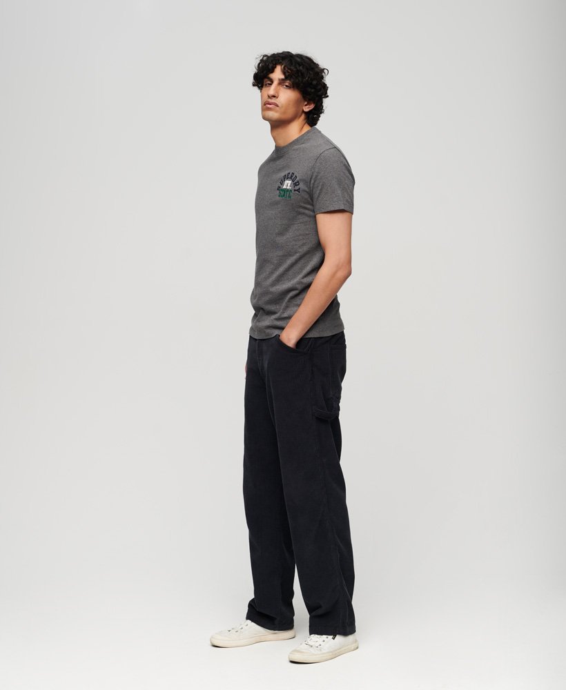 geborduurd superstate athletic logo t-shirt in rich charcoal marl.