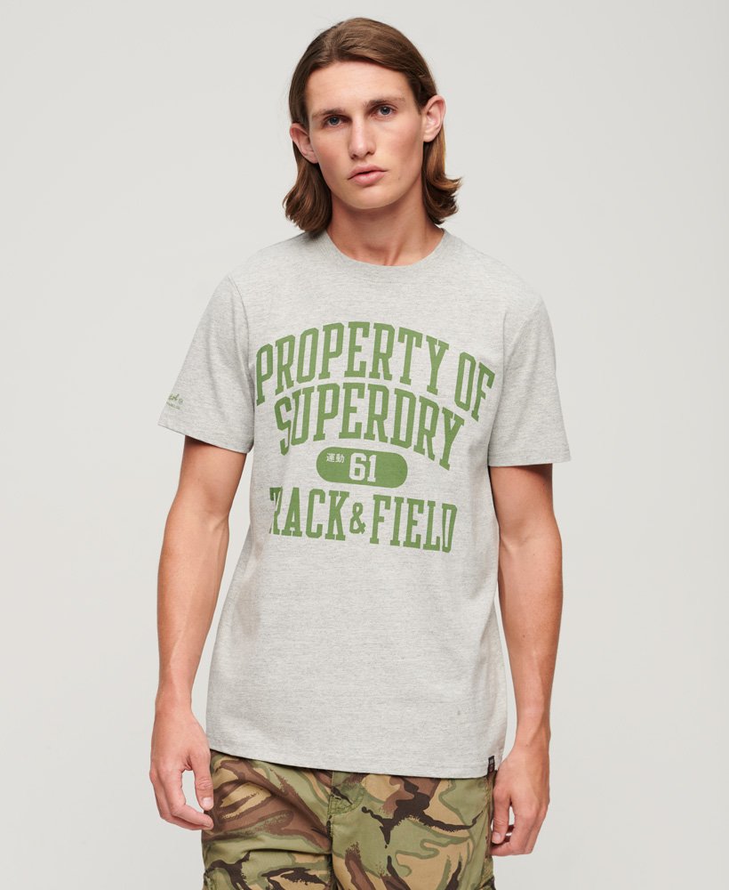 grafisch t-shirt van athletic college in grijs met gemêleerde accenten.