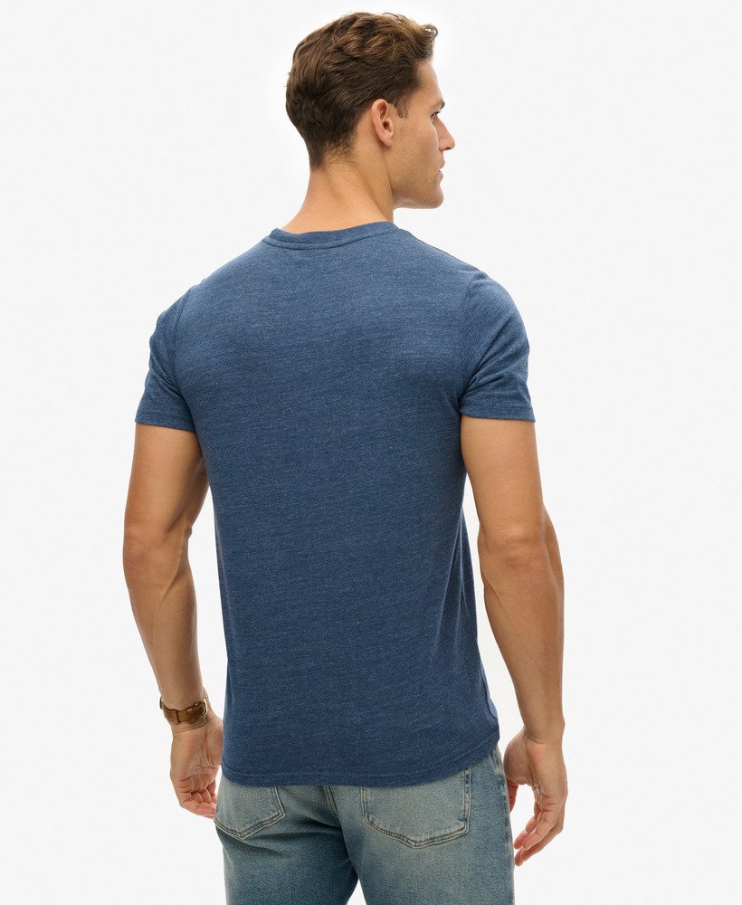sportief college grafisch t-shirt in zwart-blauw gemêleerd