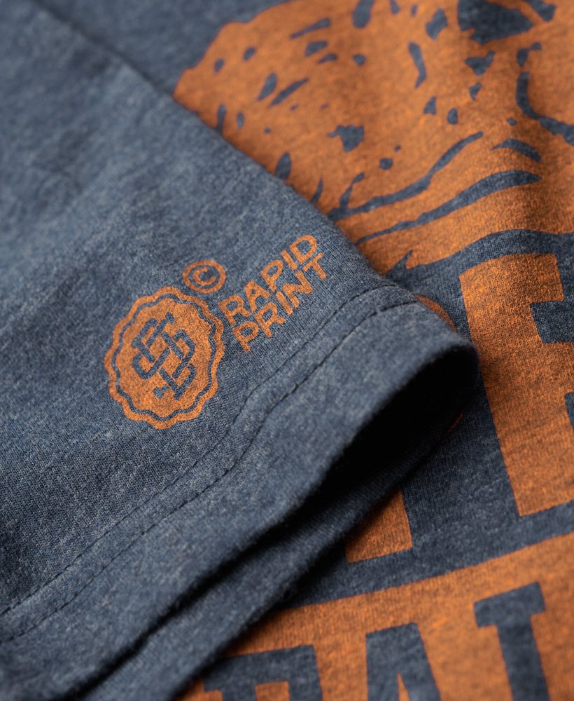 sportief college grafisch t-shirt in zwart-blauw gemêleerd