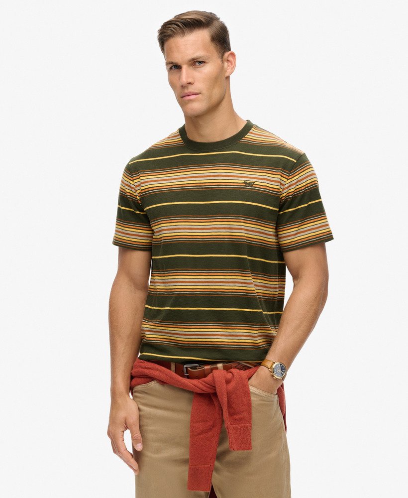 relaxed gestreept t-shirt in olijfgroene kleur