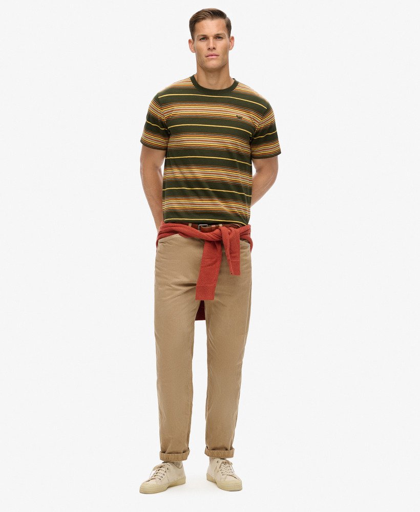 relaxed gestreept t-shirt in olijfgroene kleur