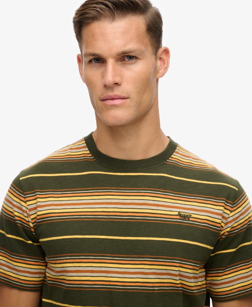relaxed gestreept t-shirt in olijfgroene kleur