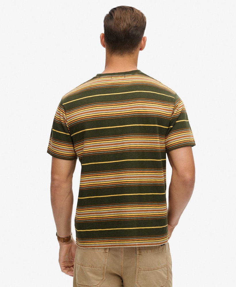 relaxed gestreept t-shirt in olijfgroene kleur