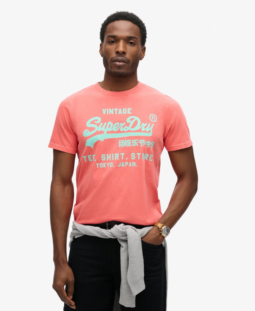 neon vintage logo t-shirt in diepzeekoraal