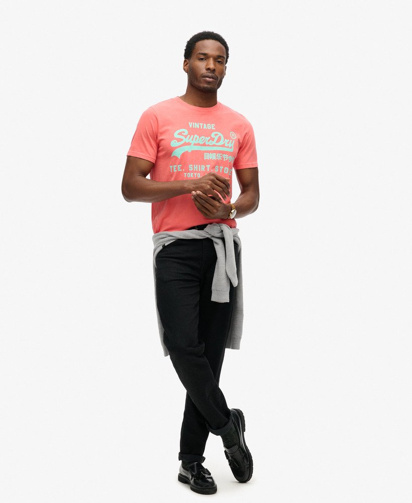 neon vintage logo t-shirt in diepzeekoraal