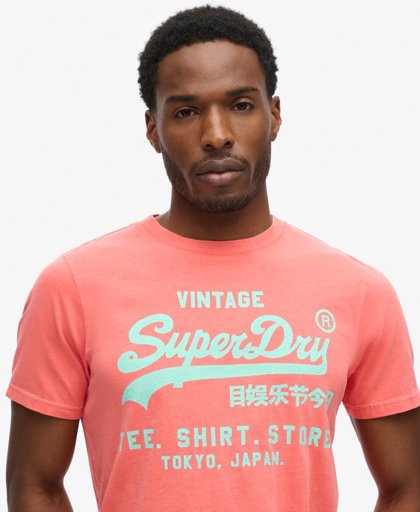 neon vintage logo t-shirt in diepzeekoraal