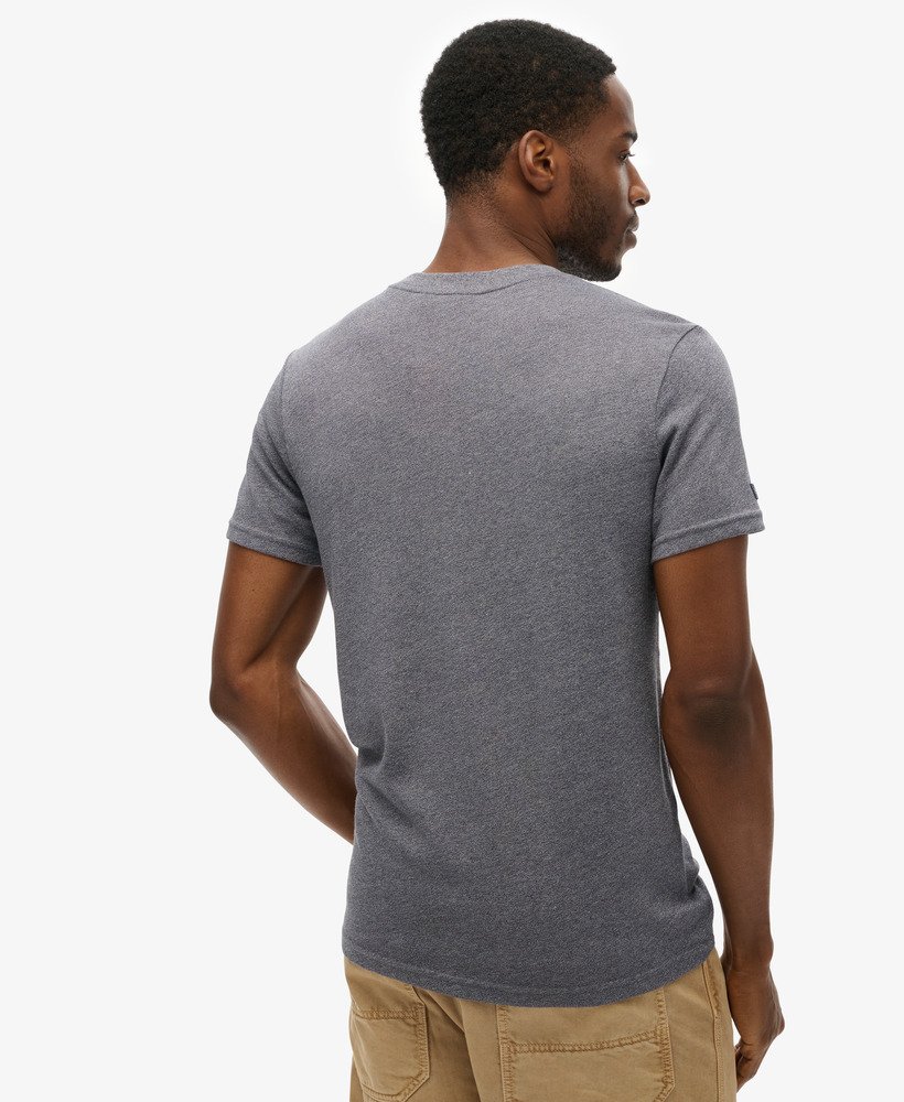 klassiek vintage logo heritage t-shirt in middernachtblauw met een korrelige afwerking.