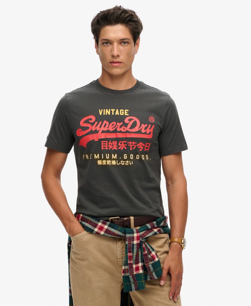 klassiek vintage logo heritage t-shirt in gewassen zwart