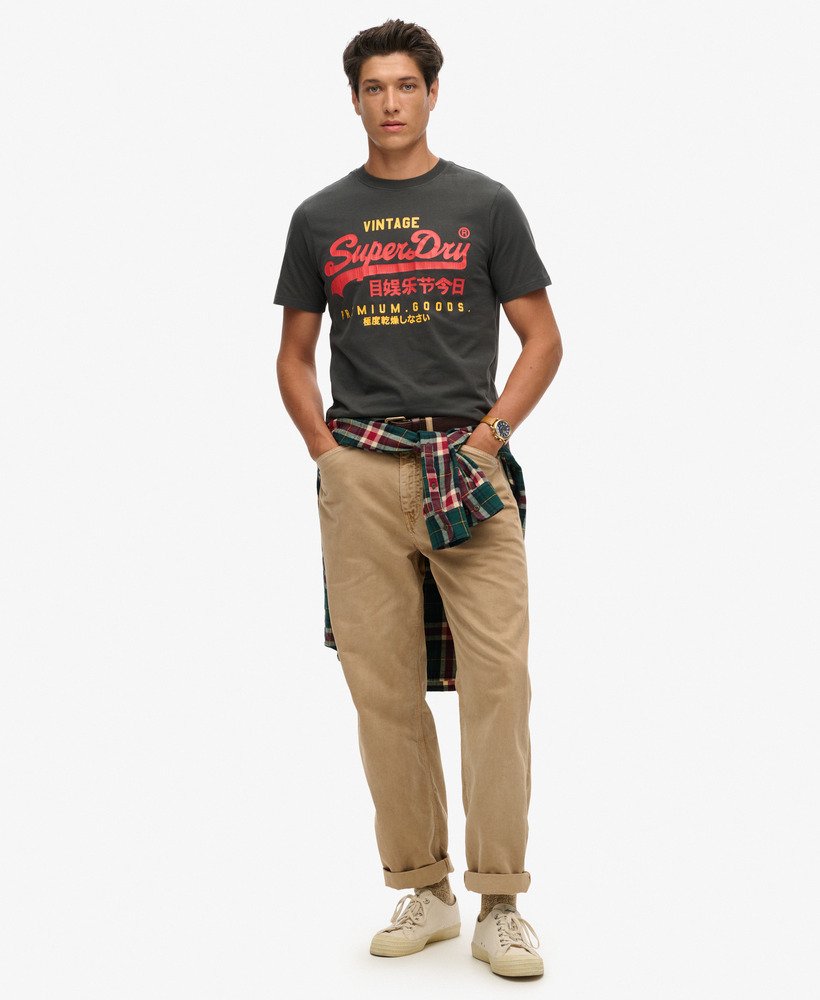 klassiek vintage logo heritage t-shirt in gewassen zwart