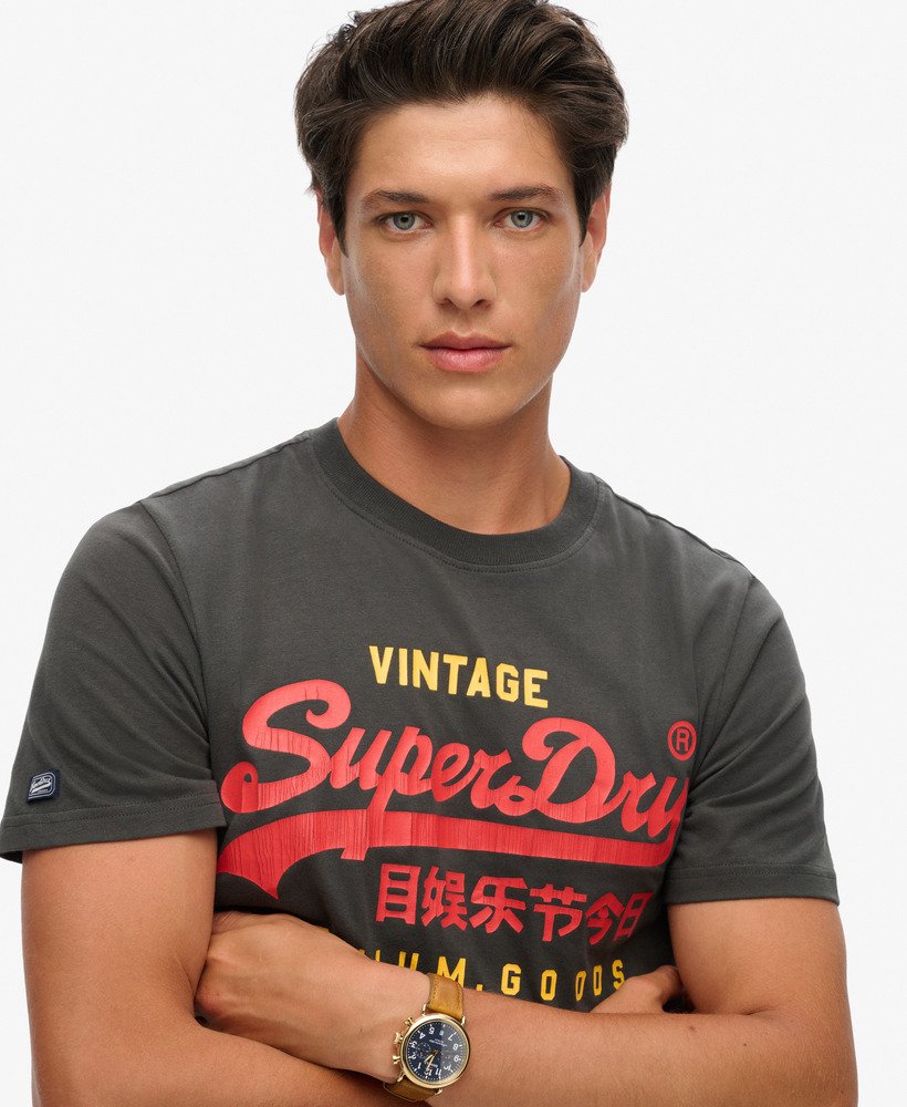 klassiek vintage logo heritage t-shirt in gewassen zwart